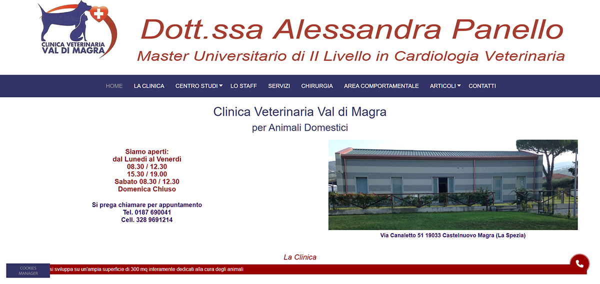Sito Web Clinica Veterinaria Val di Magra Castelnuovo Magra La Spezia